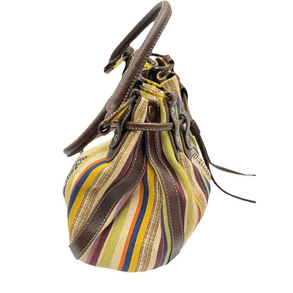Relic Striped Canvas Purse / Bag Handbag Snap & Cinch Jewel Tone Multicolor - Picture 6 of 15